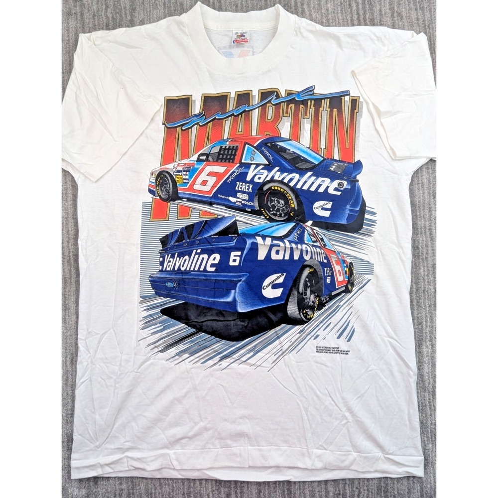 Vintage 1995 Mark Martin NASCAR Shirt Mens XL Valvoline Racing Tee Made in USA